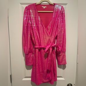 Neon Pink Sequin Mini Dress